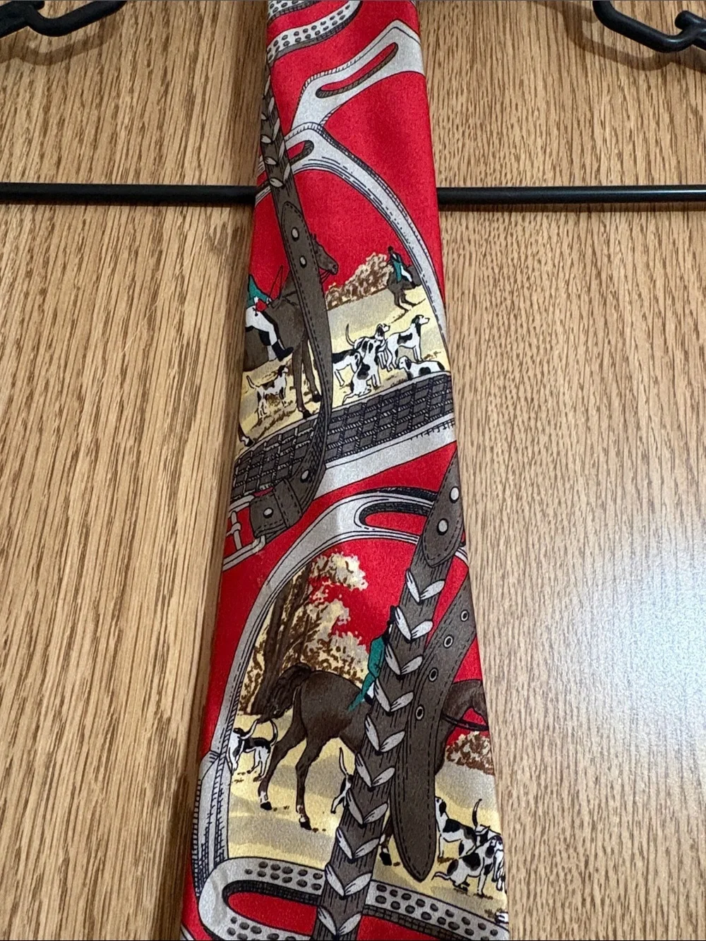 Paco Rabanne 💯 % silk Red Equestrian Print Men’s Tie